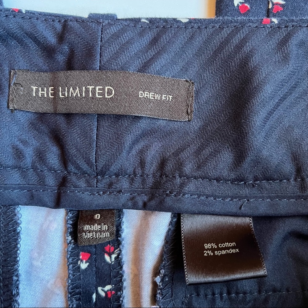 THE LIMITED Drew Fit Navy Ankle Pant Size 0 Floral Print Slim Fit - Picture 8 of 8